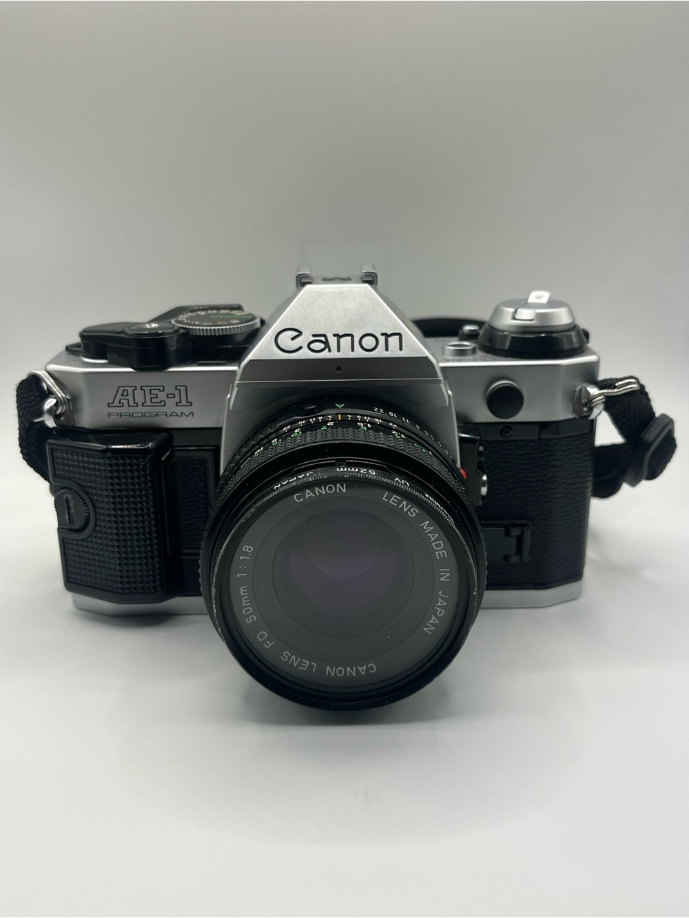 Canon AE-1 Program 35mm SLR Film Camera FD 50mm f/1.8 Lens Tested Working